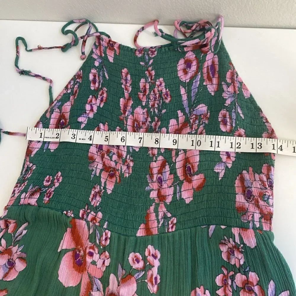 Free People Dark Green and Pink Garden Party Maxi Dress Size Medium - Picture 11 of 15